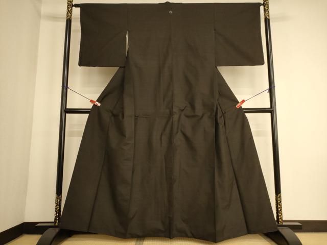 平和屋着物■上質な紬　横段文　正絹　逸品　AABL7302br