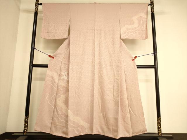 平和屋着物■訪問着　絞り　刺繍　舞扇花文　正絹　逸品　AABL7304br