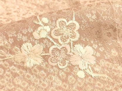 平和屋着物■訪問着　絞り　刺繍　舞扇花文　正絹　逸品　AABL7304br
