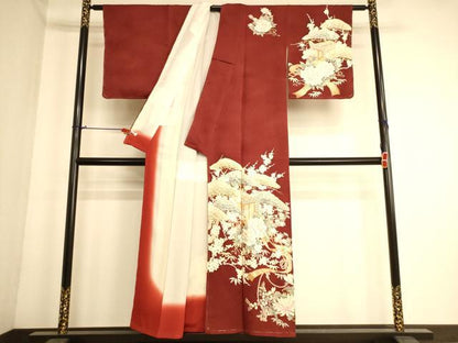 平和屋着物■訪問着　松竹梅御所車花文　金彩　正絹　逸品　AABL7305br