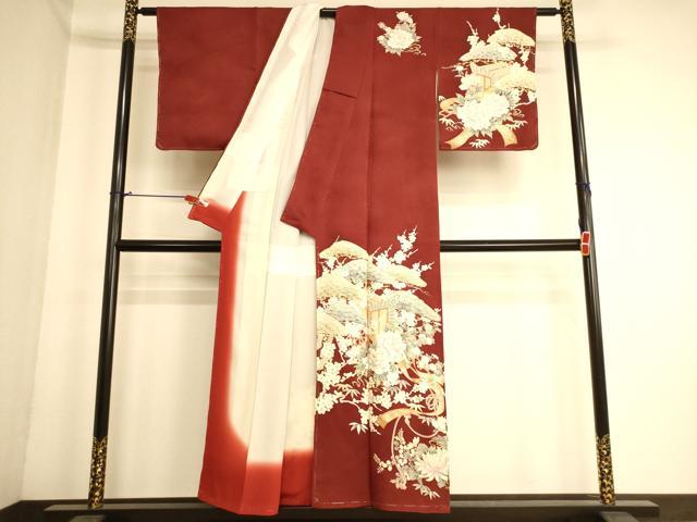 平和屋着物■訪問着　松竹梅御所車花文　金彩　正絹　逸品　AABL7305br