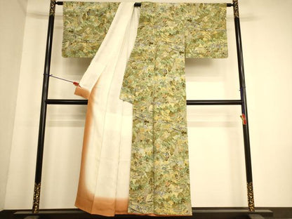 平和屋着物■上質な小紋　人物風景文　正絹　逸品　AABL7308br