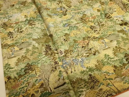 平和屋着物■上質な小紋　人物風景文　正絹　逸品　AABL7308br