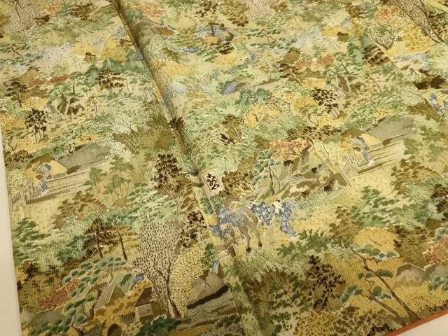 平和屋着物■上質な小紋　人物風景文　正絹　逸品　AABL7308br