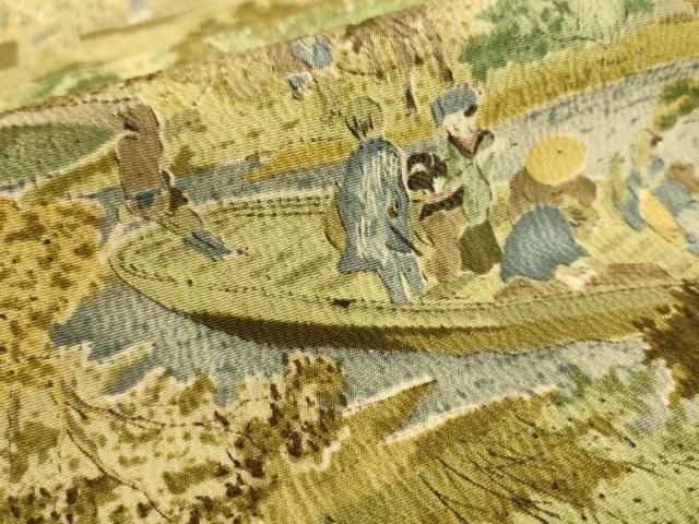 平和屋着物■上質な小紋　人物風景文　正絹　逸品　AABL7308br
