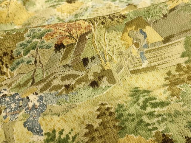 平和屋着物■上質な小紋　人物風景文　正絹　逸品　AABL7308br
