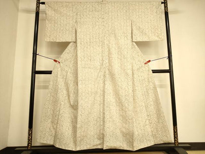 平和屋着物■ぜんまい紬　立波文　正絹　逸品　AABL7311br