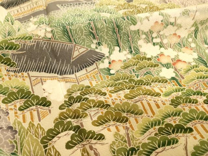 平和屋着物■豪華色留袖　松竹梅風景文　正絹　逸品　AABL7315br