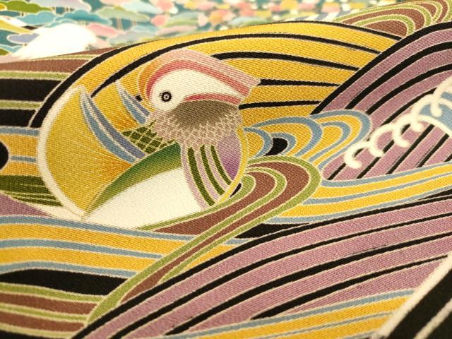 平和屋着物■豪華黒留袖　作家物　松竹梅飛鶴立波文　　正絹　逸品　AABL7317br