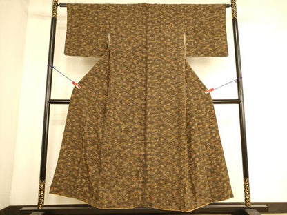 平和屋着物■上質な小紋　草葉文　正絹　逸品　AABL7319br