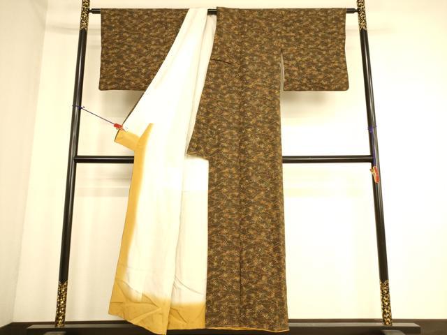 平和屋着物■上質な小紋　草葉文　正絹　逸品　AABL7319br