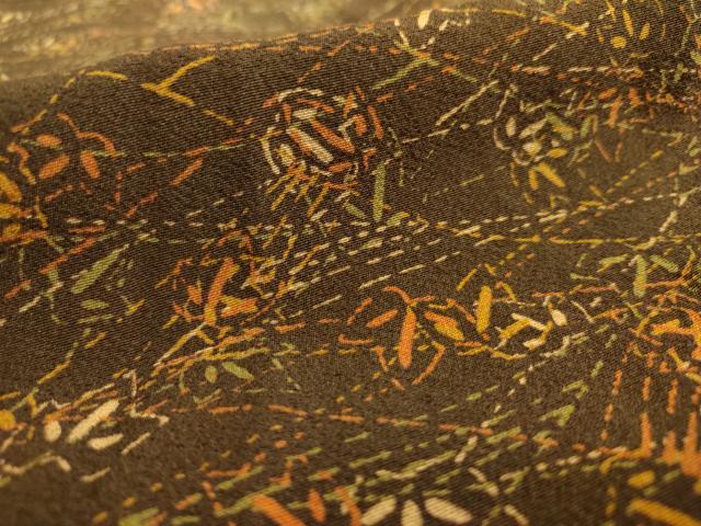 平和屋着物■上質な小紋　草葉文　正絹　逸品　AABL7319br