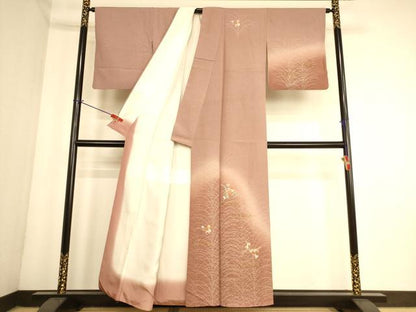 平和屋着物■訪問着　刺繍　花籬文　暈し染め　金糸　金彩　正絹　逸品　AABL7320br