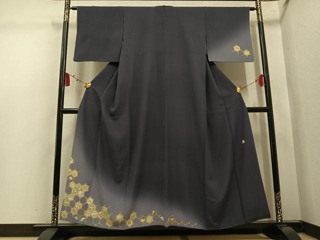 平和屋着物●訪問着　作家物　亀甲花宝尽くし　暈し染め　金彩　正絹　逸品　AABL7321ph