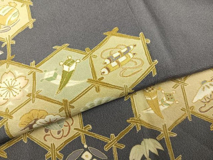 平和屋着物●訪問着　作家物　亀甲花宝尽くし　暈し染め　金彩　正絹　逸品　AABL7321ph