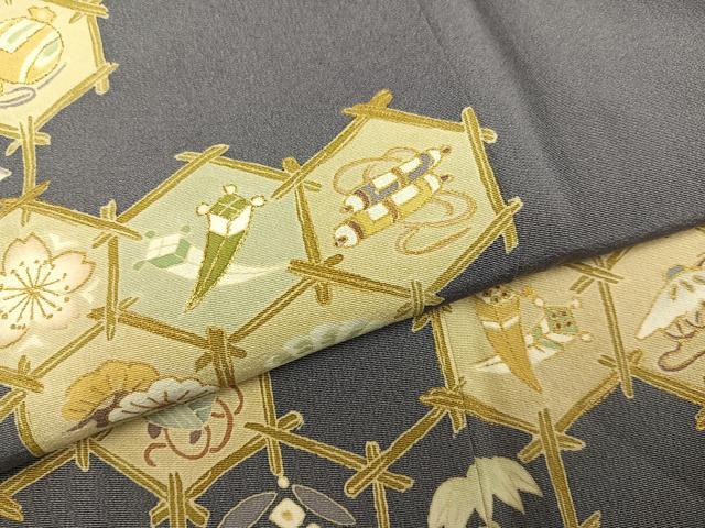 平和屋着物●訪問着　作家物　亀甲花宝尽くし　暈し染め　金彩　正絹　逸品　AABL7321ph