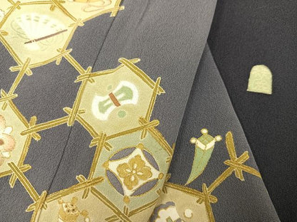 平和屋着物●訪問着　作家物　亀甲花宝尽くし　暈し染め　金彩　正絹　逸品　AABL7321ph