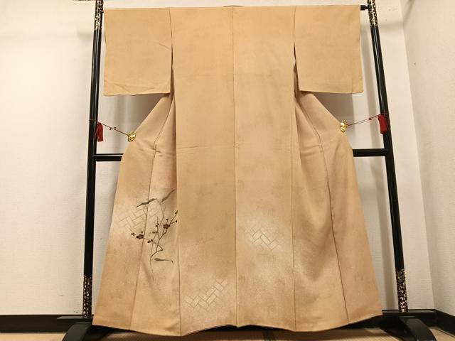 平和屋着物●豪華色留袖　刺繍　枝梅　暈し染め　銀糸　正絹　逸品　AABL7324ph