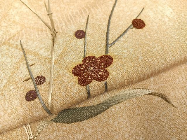 平和屋着物●豪華色留袖　刺繍　枝梅　暈し染め　銀糸　正絹　逸品　AABL7324ph