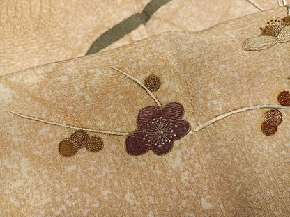 平和屋着物●豪華色留袖　刺繍　枝梅　暈し染め　銀糸　正絹　逸品　AABL7324ph