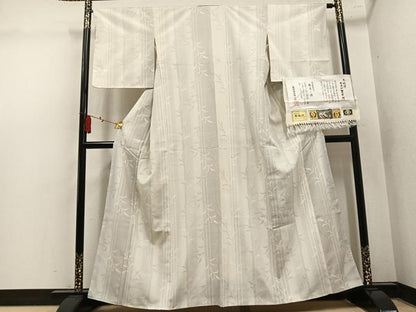 平和屋着物●本塩沢　150亀甲　草木文　証紙付き　正絹　逸品　AABL7328ph