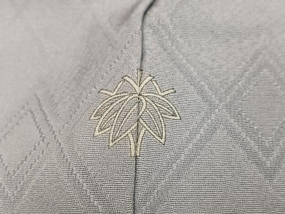 平和屋着物●上質な色無地　菱地紋　白鼠色　正絹　逸品　AABL7330ph