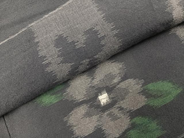 平和屋着物●久留米絣　単衣　花蝶文　綿　逸品　AABL7332ph