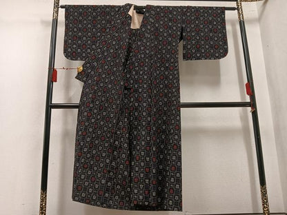 平和屋着物●久留米絣　単衣　琉球絣文様　綿　逸品　AABL7333ph