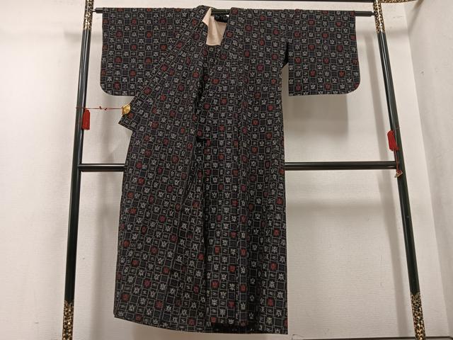 平和屋着物●久留米絣　単衣　琉球絣文様　綿　逸品　AABL7333ph