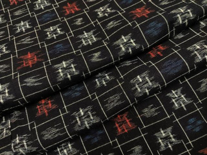 平和屋着物●久留米絣　単衣　琉球絣文様　綿　逸品　AABL7333ph