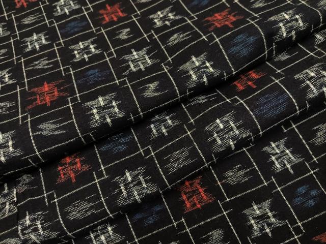 平和屋着物●久留米絣　単衣　琉球絣文様　綿　逸品　AABL7333ph
