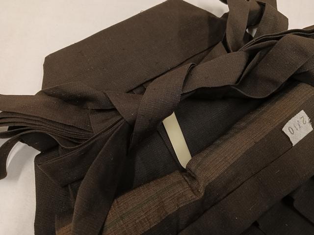 平和屋着物●男性　馬乗り袴　紬地　赤墨色　正絹　逸品　AABL7343ph