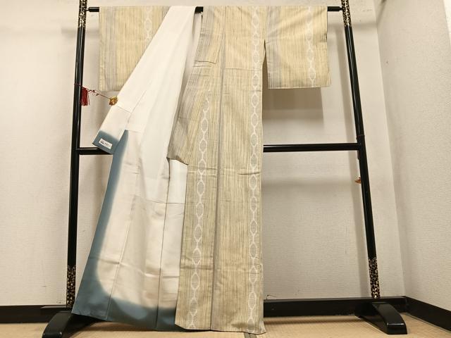 平和屋着物●結城紬　奥順　はたおり娘　80亀甲　間道　やまと誂製　正絹　逸品　AABL7354ph
