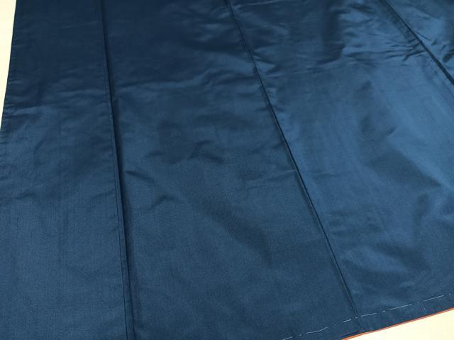 平和屋着物▼本場縞大島紬　色無地　鉄御納戸色　正絹　逸品　AABL7355ph