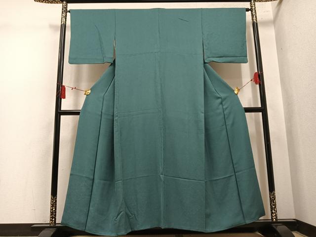 平和屋着物●上質な色無地　花地紋　青鈍色　正絹　逸品　AABL7356ph