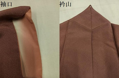平和屋着物▼上質な色無地　檜垣地紋　宗伝唐茶色　正絹　逸品　AABL7358ph