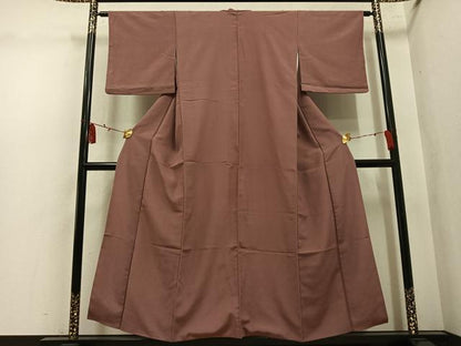 平和屋着物▼上質な色無地　檜垣地紋　宗伝唐茶色　正絹　逸品　AABL7358ph