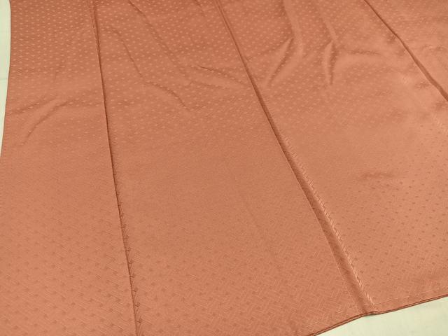 平和屋着物●上質な色無地　檜垣地紋　曙色　正絹　逸品　未使用　AABL7360ph