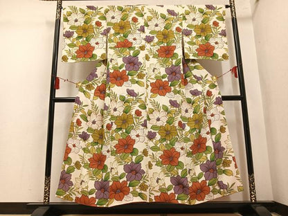 平和屋着物●訪問着　草花文　正絹　逸品　AABL7376ph
