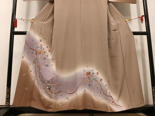 平和屋着物●訪問着　宝尽くし　暈し染め　金彩　正絹　逸品　AABL7379ph