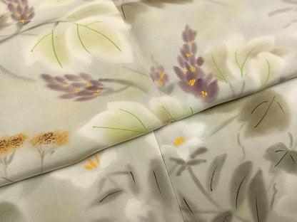 平和屋着物●訪問着　作家物　手描き　草花文　暈し染め　正絹　逸品　AABL7384ph