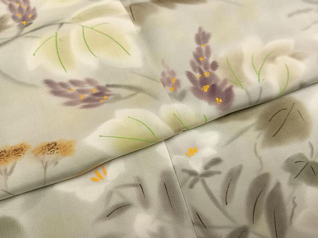 平和屋着物●訪問着　作家物　手描き　草花文　暈し染め　正絹　逸品　AABL7384ph