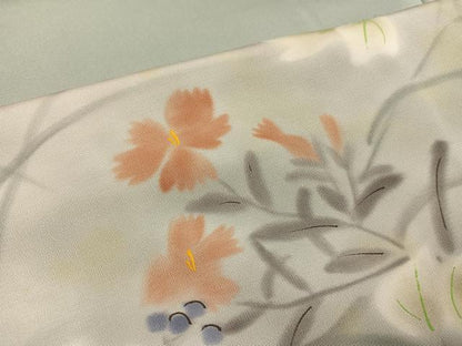 平和屋着物●訪問着　作家物　手描き　草花文　暈し染め　正絹　逸品　AABL7384ph