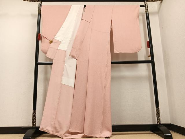 平和屋着物●上質な色無地　霞地紋　肉色　正絹　逸品　AABL7385ph
