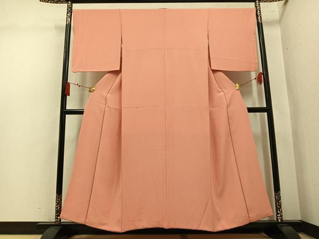 平和屋着物●上質な色無地　作家物　泥染め　曙色　正絹　逸品　AABL7387ph