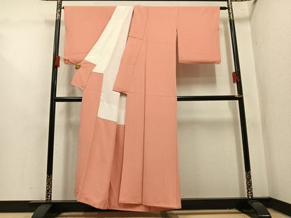 平和屋着物●上質な色無地　作家物　泥染め　曙色　正絹　逸品　AABL7387ph