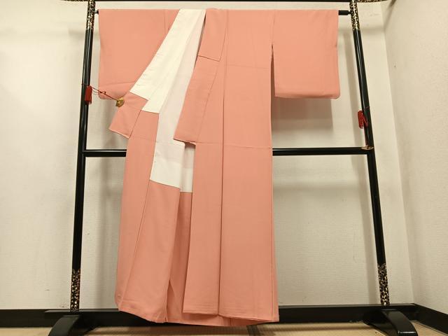 平和屋着物●上質な色無地　作家物　泥染め　曙色　正絹　逸品　AABL7387ph