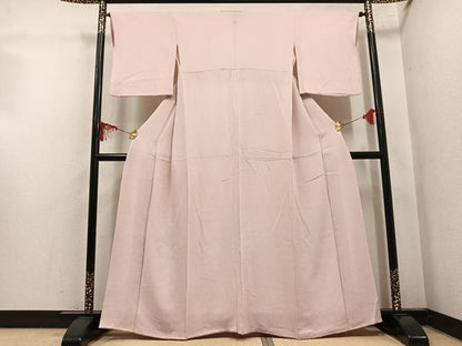 平和屋着物●上質な色無地　肌色　鬼しぼ縮緬　正絹　逸品　AABL7390ph