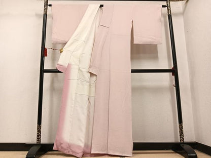 平和屋着物●上質な色無地　肌色　鬼しぼ縮緬　正絹　逸品　AABL7390ph