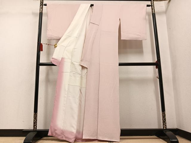 平和屋着物●上質な色無地　肌色　鬼しぼ縮緬　正絹　逸品　AABL7390ph
